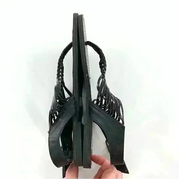 Steve Madden sandals 6.5 Starly black faux leather boho t-strap vintage y2k - Picture 5 of 13
